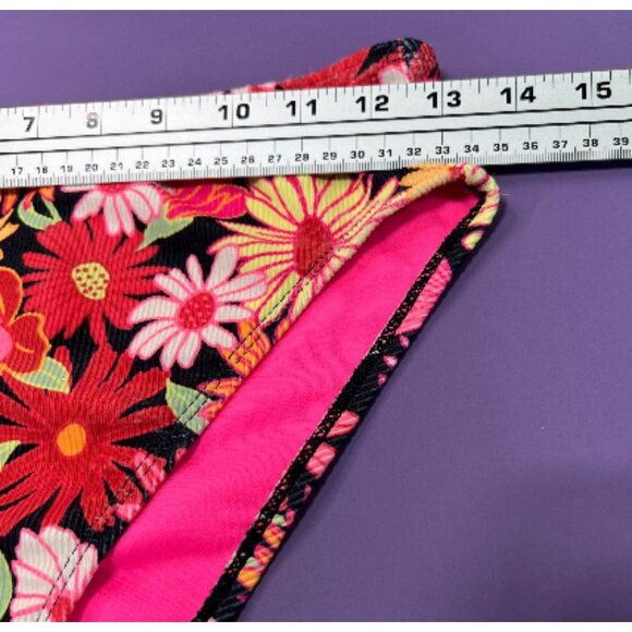 Wild Fable-Women's Ribbed High Waist High Leg Cheeky Bikini Bottom-Black/Pink-XS - Picture 5 of 12